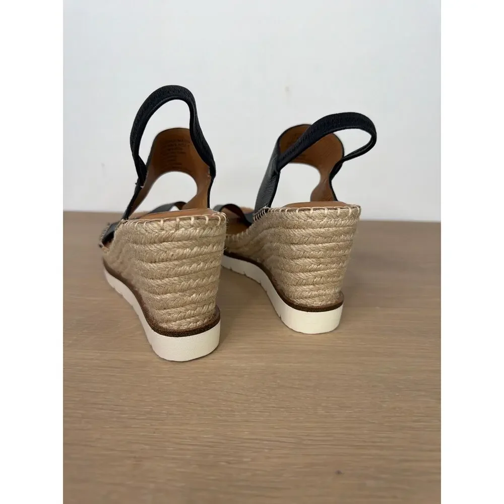 Gentle Souls by Kenneth Cole Elyssa Platform Wedge Sandals Black sz 7